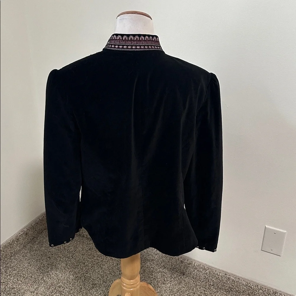 Bandolino Black Velvet Jacket with Pink Floral Embroidery - Picture 4 of 5
